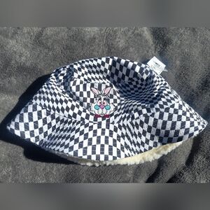 NWT Disney Parks Alice in Wonderland White Rabbit Checkered Bucket Unisex Hat